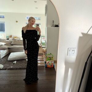 Premier Black Long Sleeve Off-Shoulder Dress